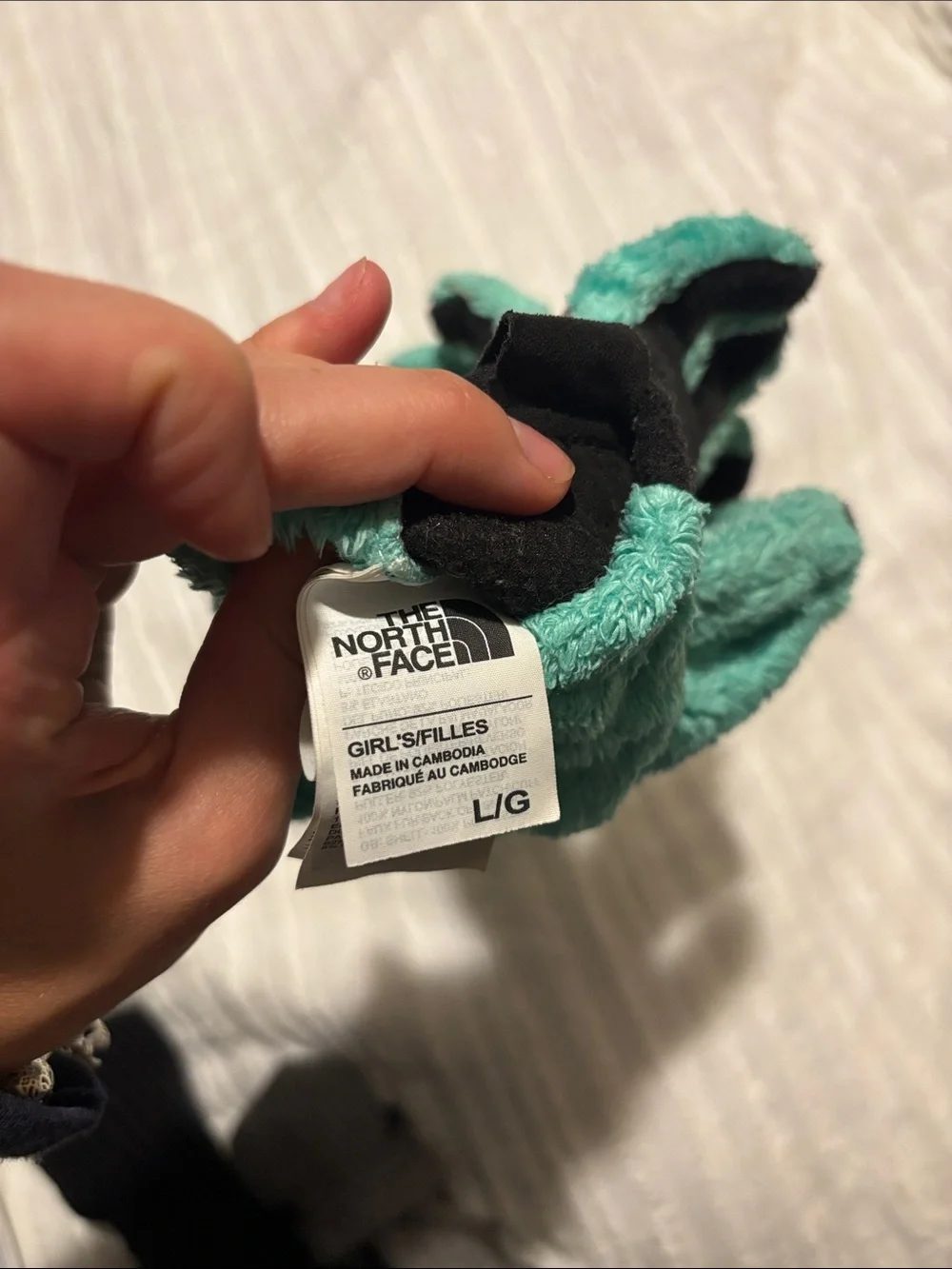 Northface gloves teal girl